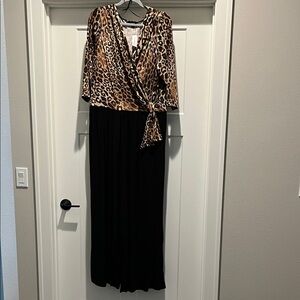 NEW Roz & Ali Leopard Print - Black and Brown Jumpsuit